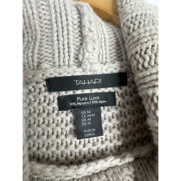 Tahari Alpaca Blend Cable Knit Cowl Neck Sweater size Medium - Picture 2 of 5